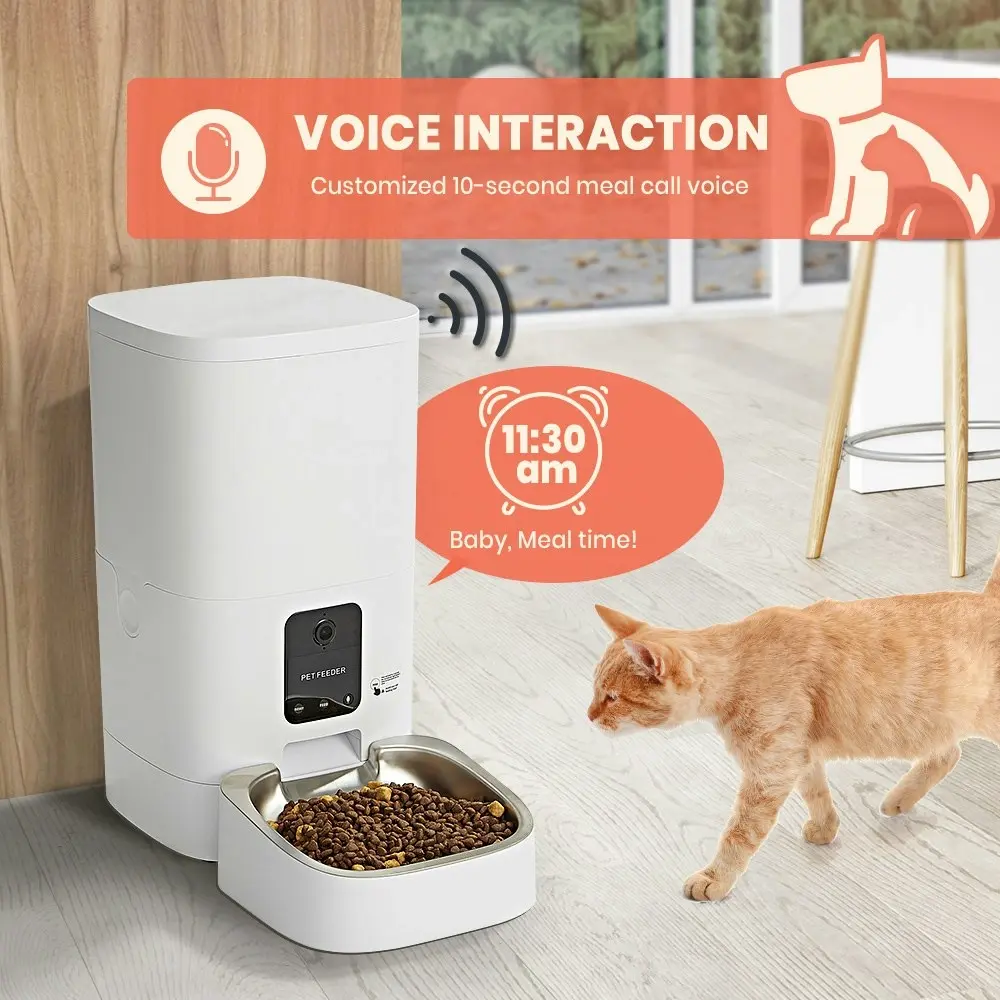 Taily 6L Auto Cat Feeder Automatic HD Camera Pet Dog Food Dispenser Smart Wifi W/ App Remote Control