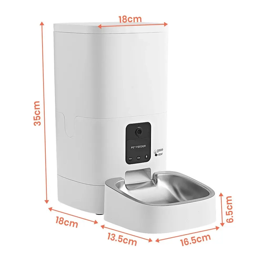 Taily 6L Auto Cat Feeder Automatic HD Camera Pet Dog Food Dispenser Smart Wifi W/ App Remote Control