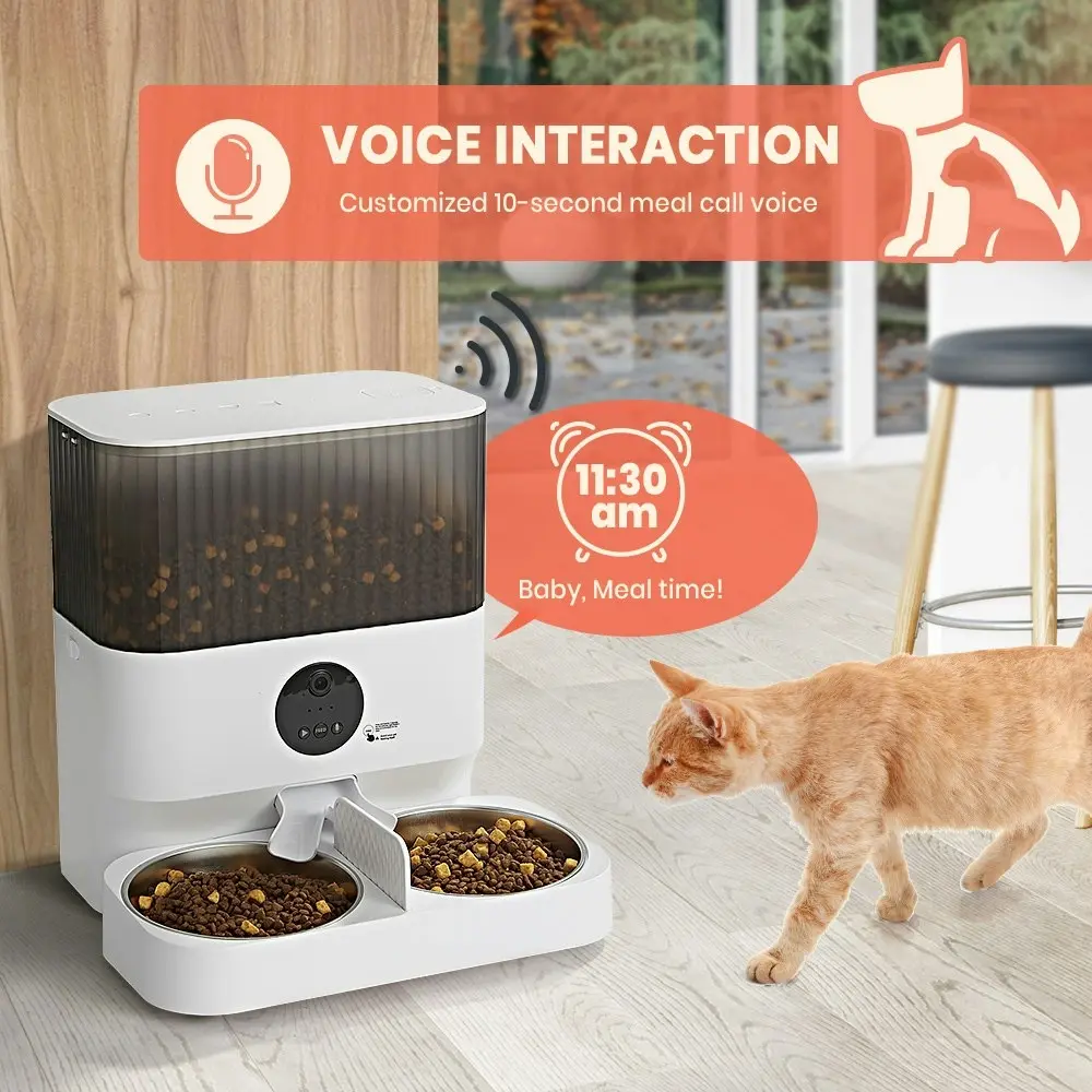 Taily 7L Auto Cat Feeder Automatic HD Camera Pet Dog Dual Bowls Timed Food Dispenser Smart Wifi App