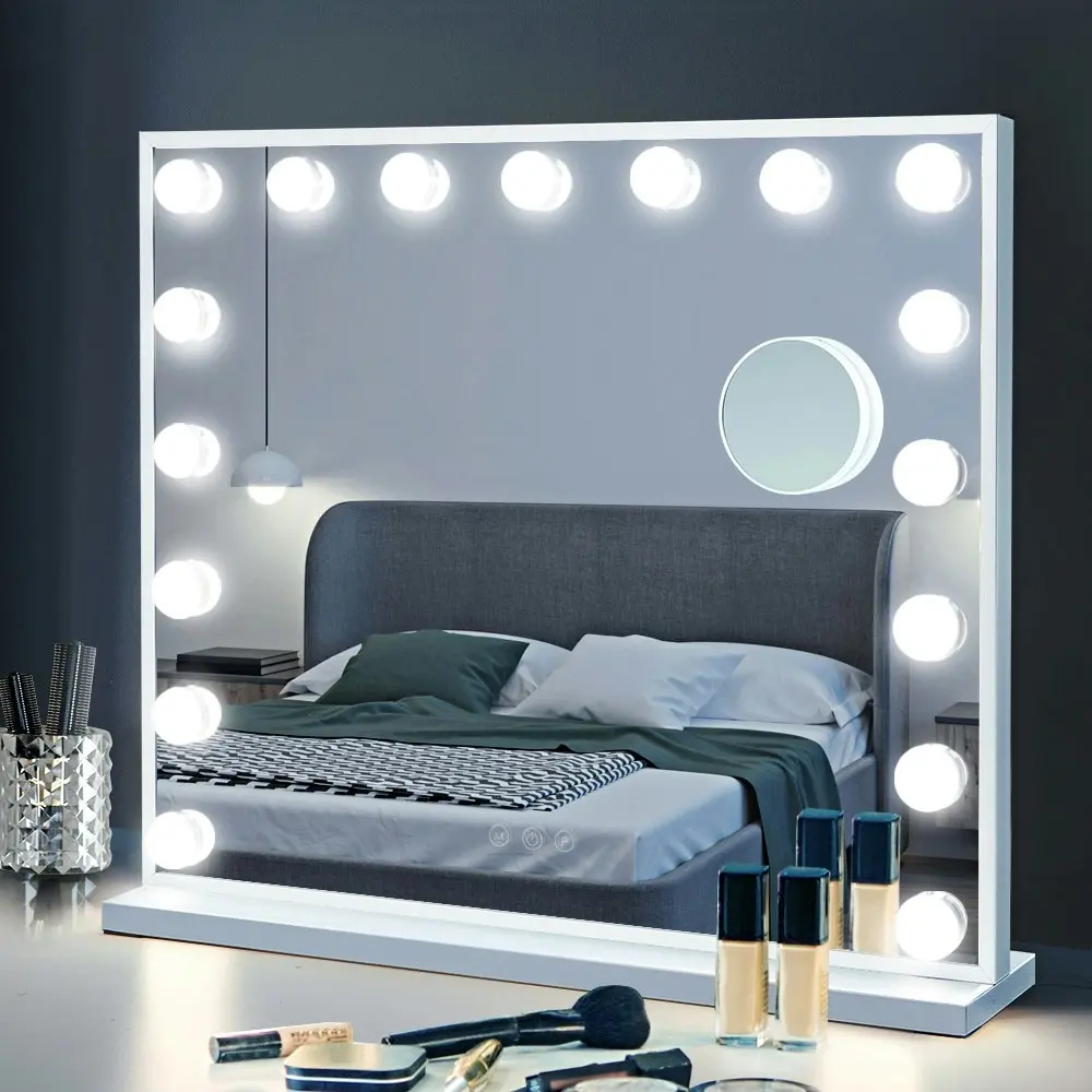 Simplus Vanity Makeup Mirror With Lights Hollywood LED Mirrors Stand Wall Mounted 17 Blubs White