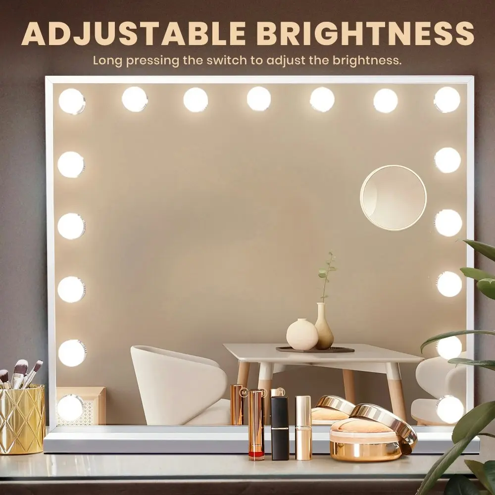 Simplus Vanity Makeup Mirror With Lights Hollywood LED Mirrors Stand Wall Mounted 17 Blubs White