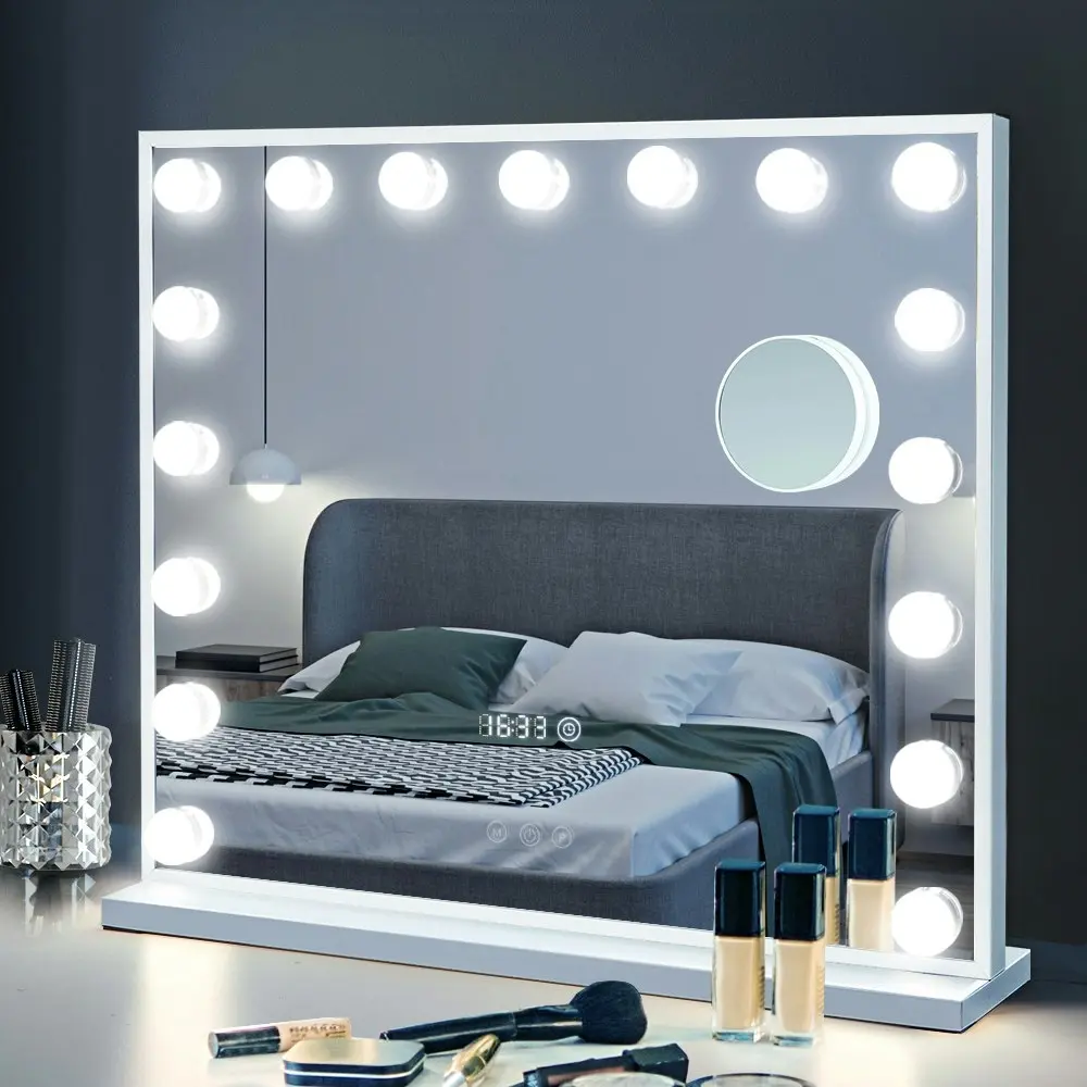 Simplus Vanity Makeup Mirror With 17 Blubs Lights Hollywood LED Mirrors Stand Wall Mounted White