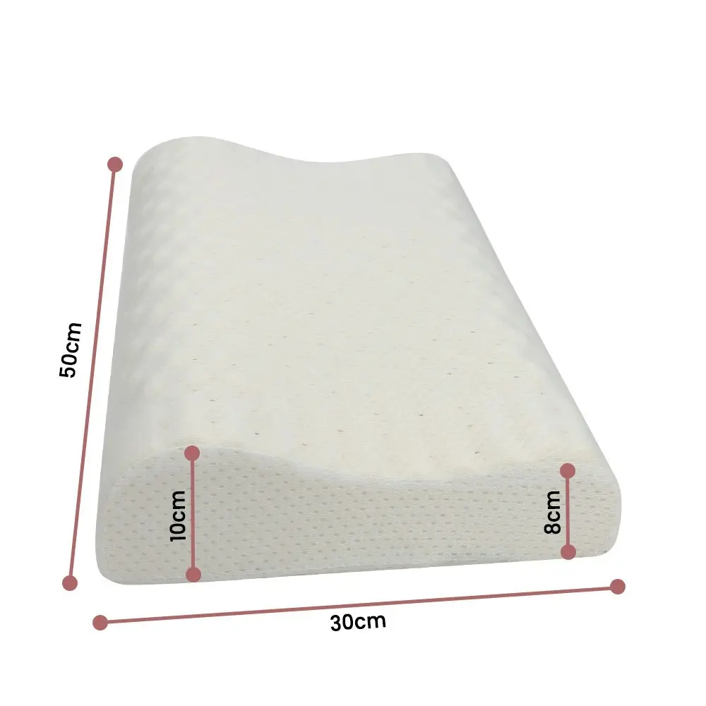 Mona Bedding 2x Natural Latex Pillow Contoured Size w Cover Low Profile Support Feel 10cm Thick