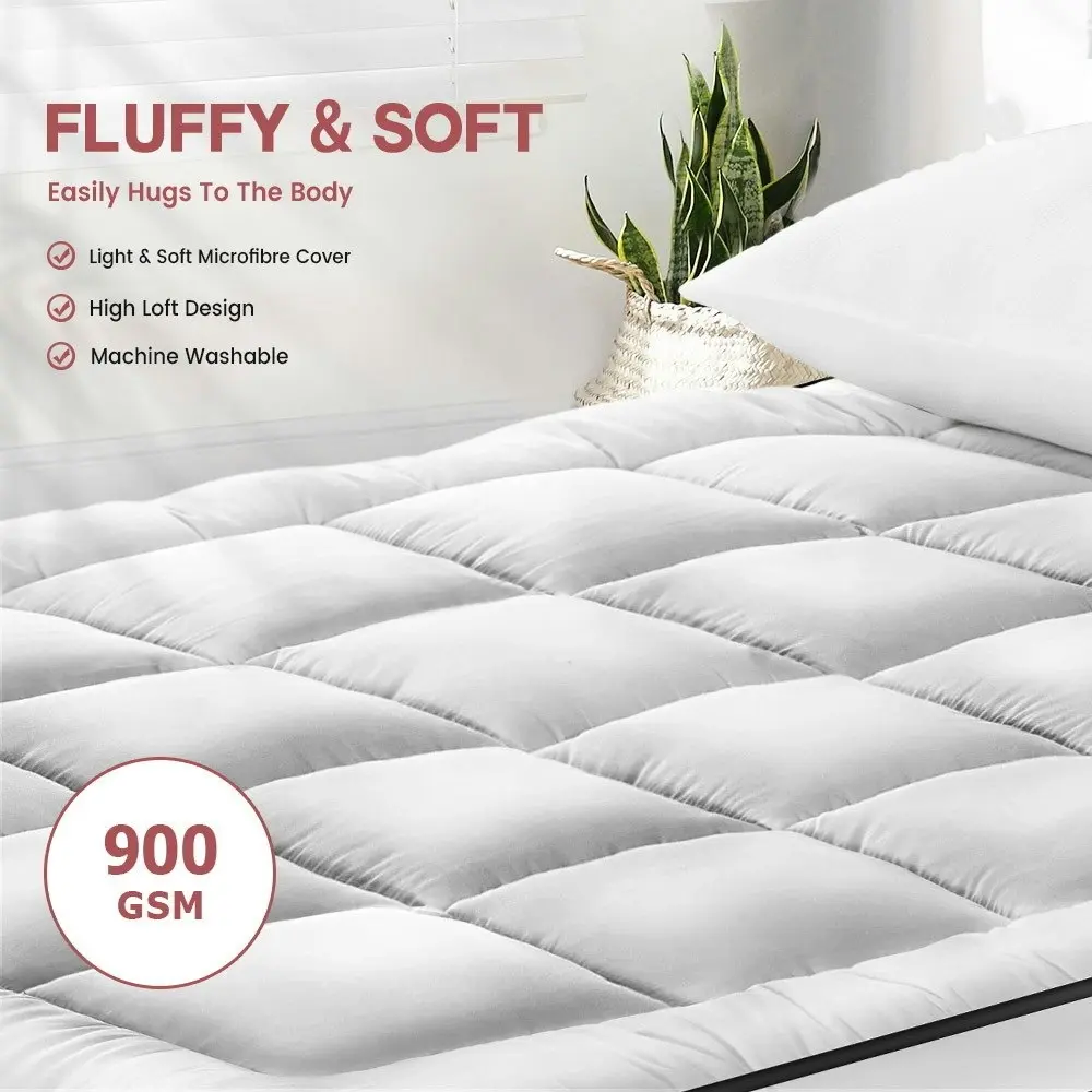 Mona Bedding Pillowtop Mattress Topper 2Layer Microfibre Protector Bed Pad Mat Cover Underlay Double