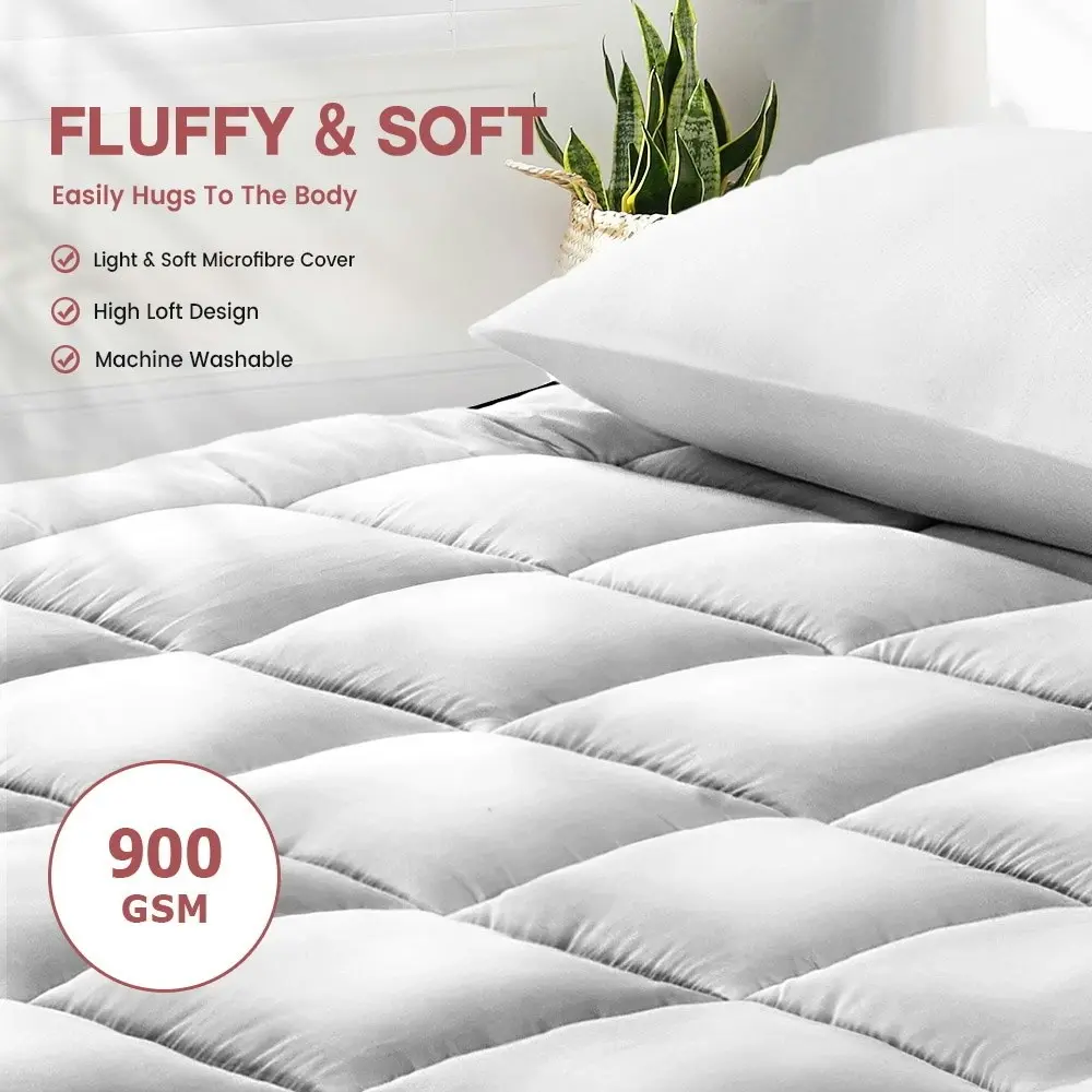 Mona Bedding Pillowtop Mattress Topper 2 Layer Microfibre Protector Bed Pad Mat Cover Underlay King