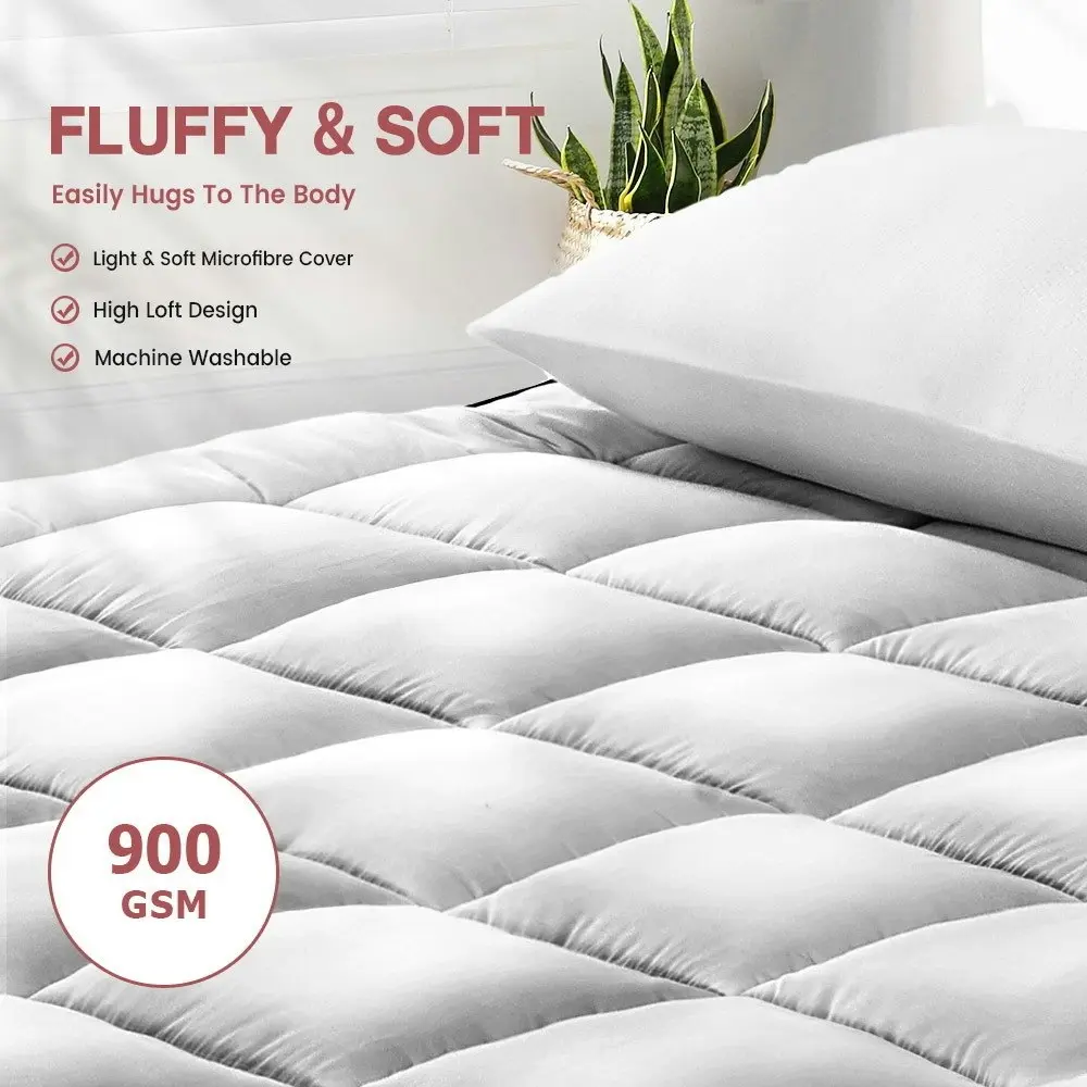 Mona Bedding Pillowtop Mattress Topper 2 Layer Microfibre Protector Bed Pad Mat Cover Underlay Queen