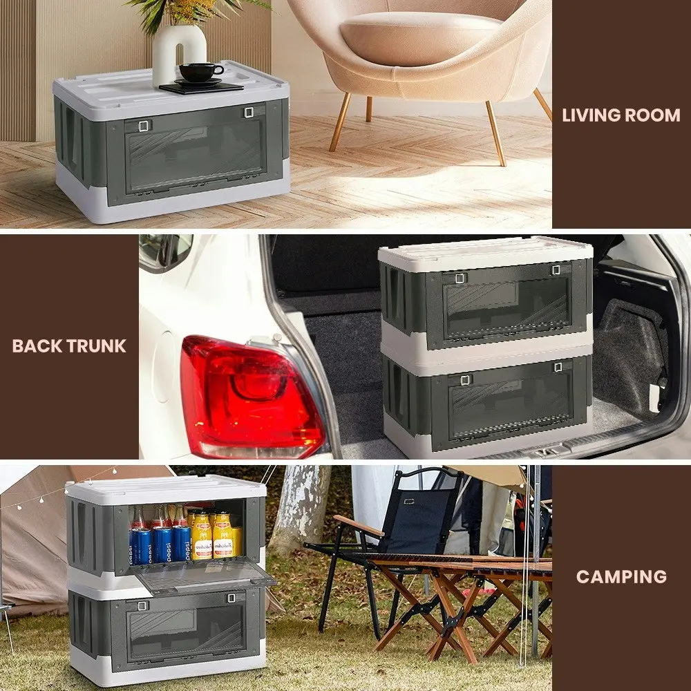 Tatras 2 Pack Camping Storage Box Outdoor Portable Stackable Car Box BBQ Food Drink Container Grey