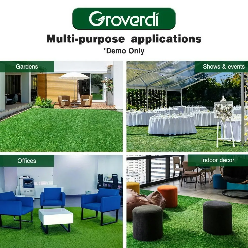 Groverdi Artificial Grass Synthetic Lawns 1mx10m Fake Grass Turf Plastic Plant 30mm 3-Coloured