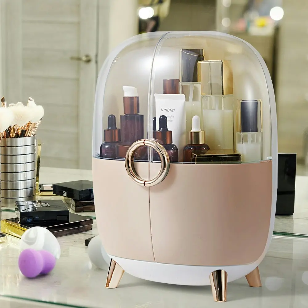 Furb Cosmetic Case Portable Makeup Organiser Storage Boxes Jewellery Box Holder Beauty Stand Pink