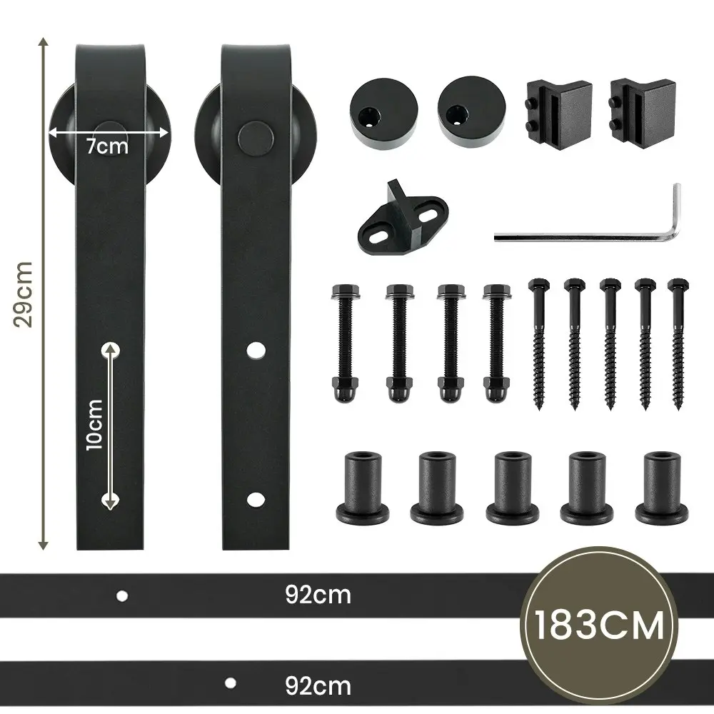 Furb Sliding Barn Door Hardware Kit Single Door Track Roller Classic Antique Style 1.83M