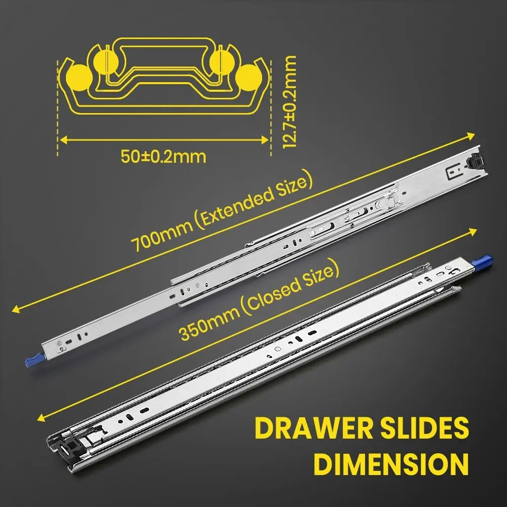 Tatras 350MM Locking Drawer Slides Full Extension 68KG Load Capacity Heavy Duty Runners