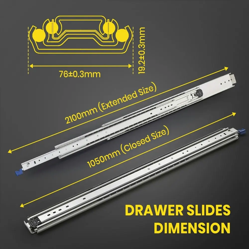 Tatras 1050MM Locking Drawer Slides Full Extension 220KG Load Capacity Heavy Duty Runners