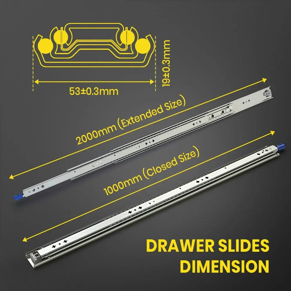 Tatras 1000MM Locking Drawer Slides Full Extension 120KG Load Capacity Bearing Ball Heavy Duty