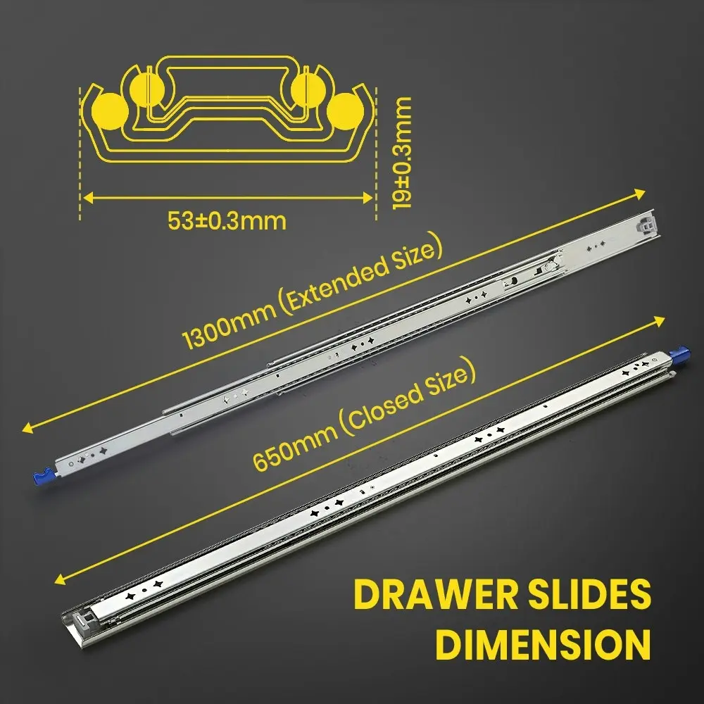 Tatras 650MM Locking Drawer Slides Full Extension 120KG Load Capacity Heavy Duty Runners