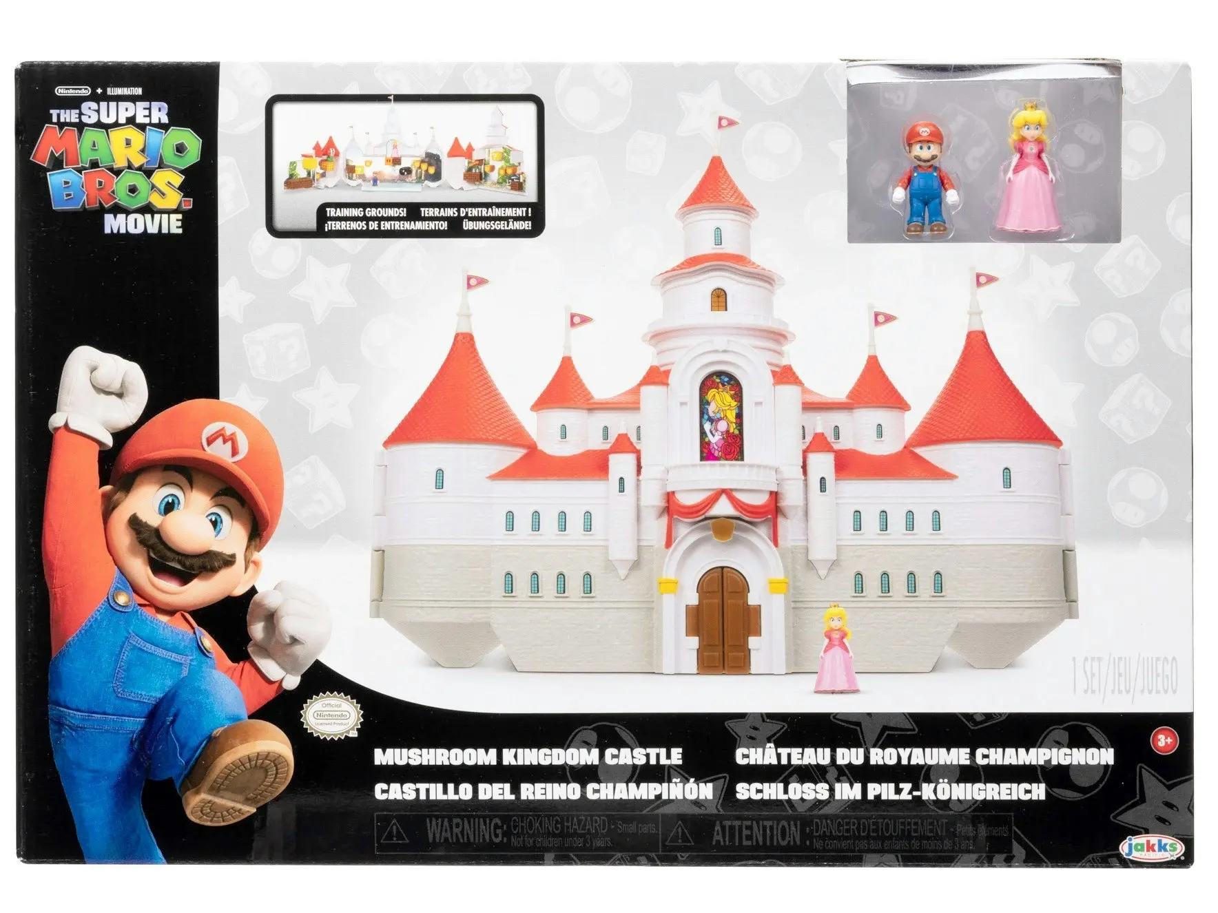 The Super Mario Bros. Movie - Mushroom Kingdom Castle Playset with Mini 1.25” Mario and Princess Peach Figures