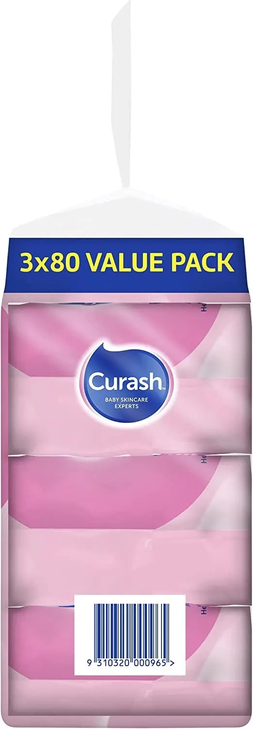 Curash Fragrance Free Baby Wipes 3x80 Pack