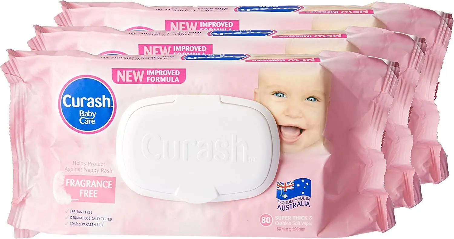 Curash Fragrance Free Baby Wipes 3x80 Pack