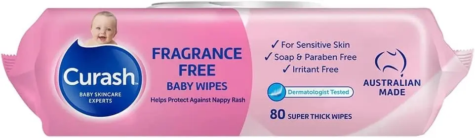 Curash Fragrance Free Baby Wipes 80 Pack