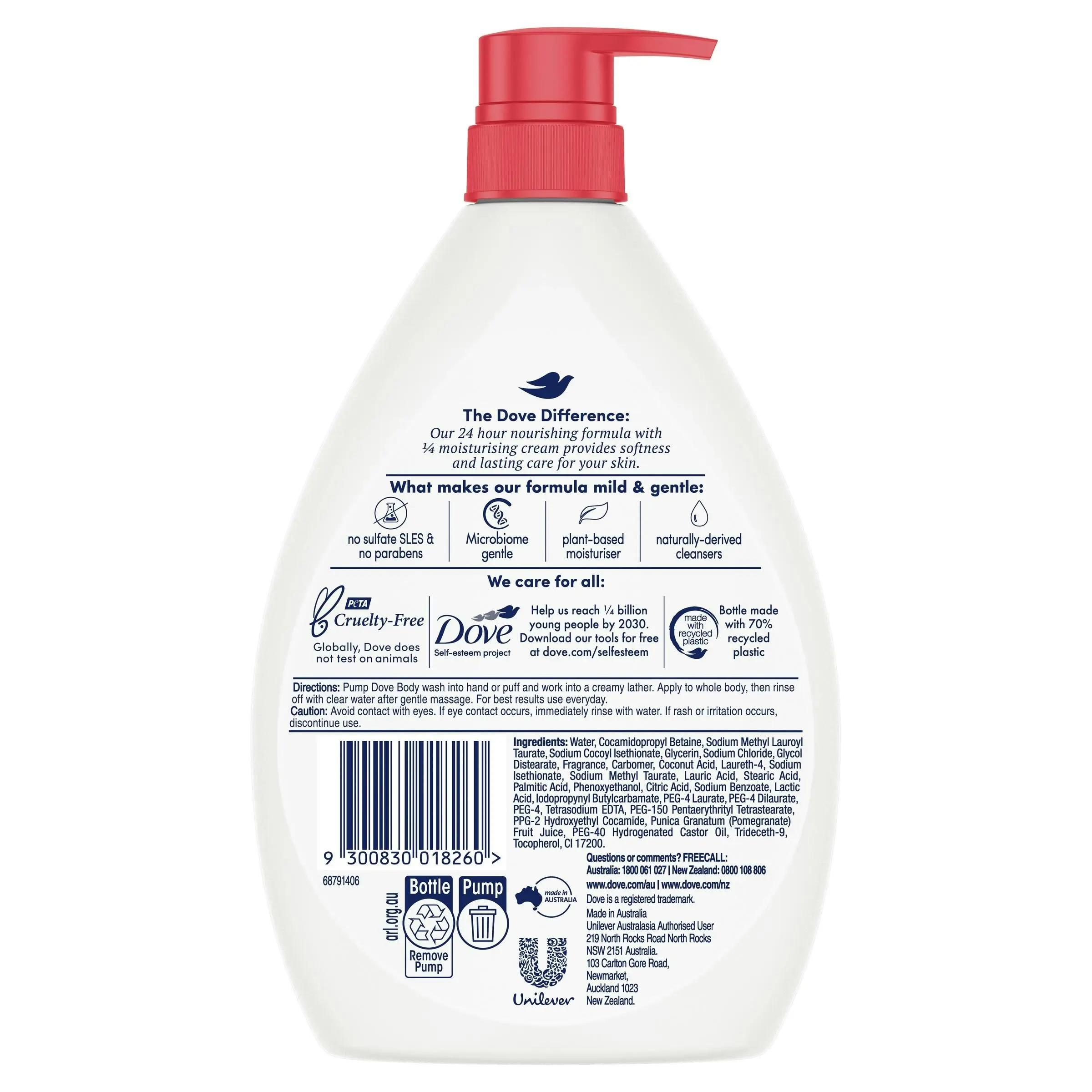 Dove Body Wash Pomegranate And Lemon Verbena 1L