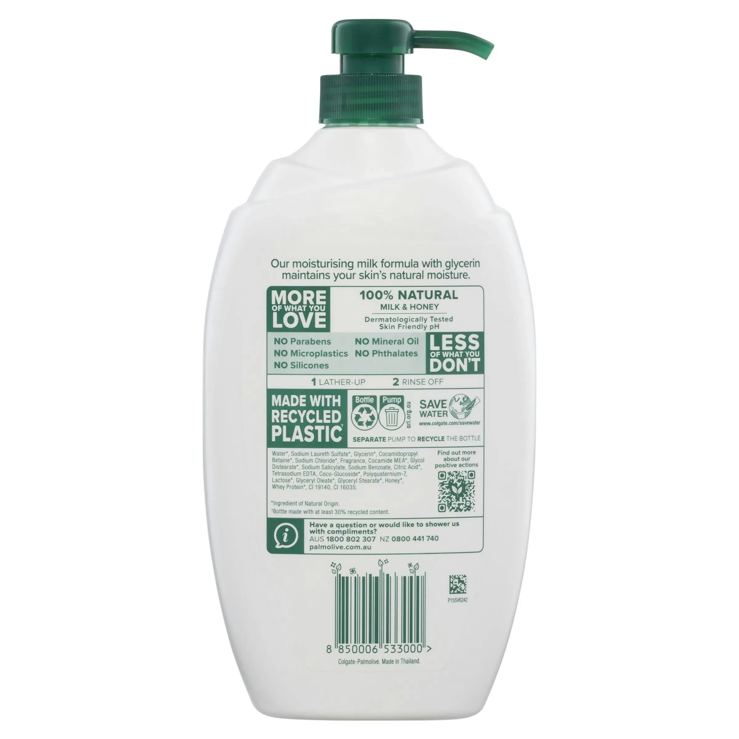 Palmolive Naturals Milk & Honey Body Wash 1L