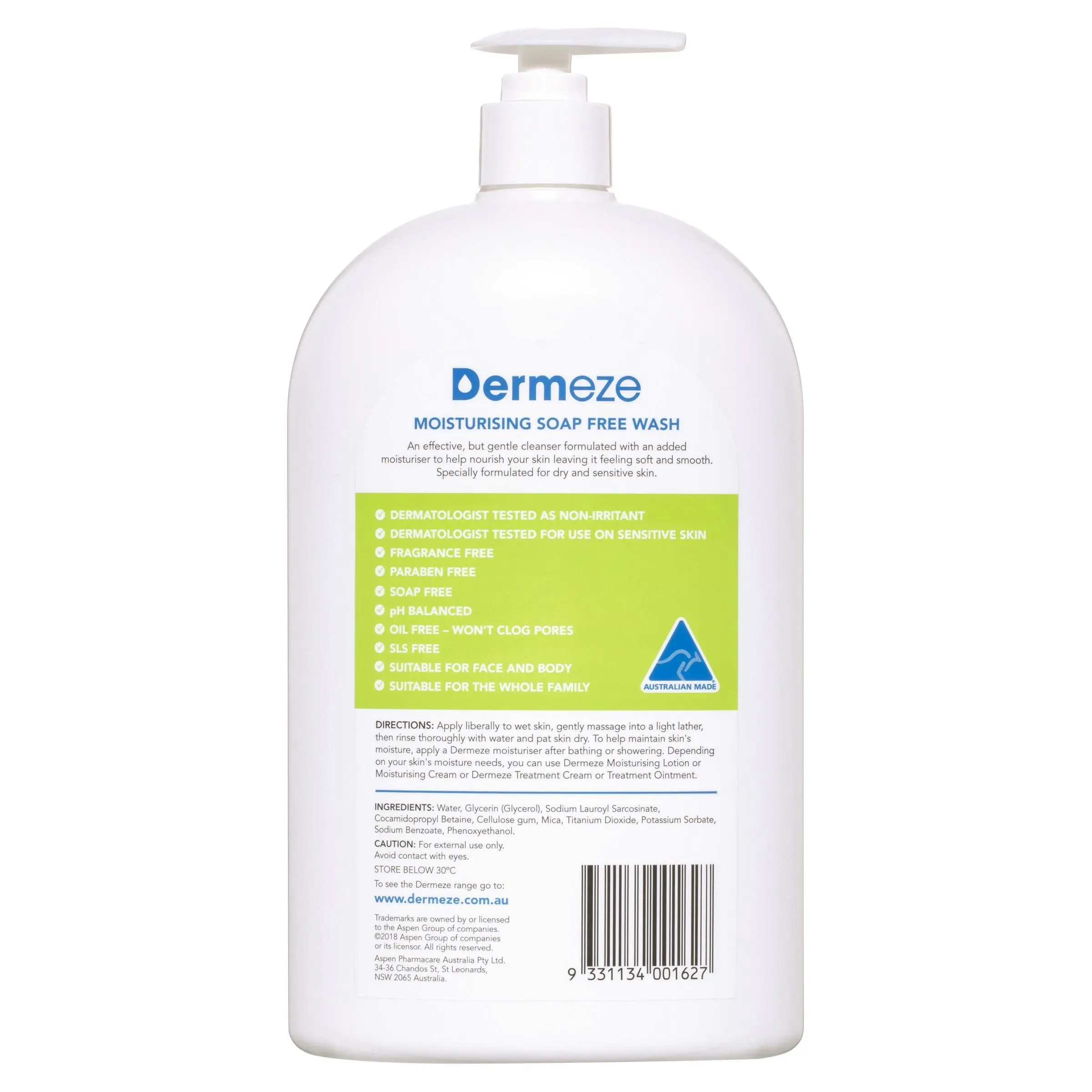 Dermeze Moisturising Soap Free Wash 1L