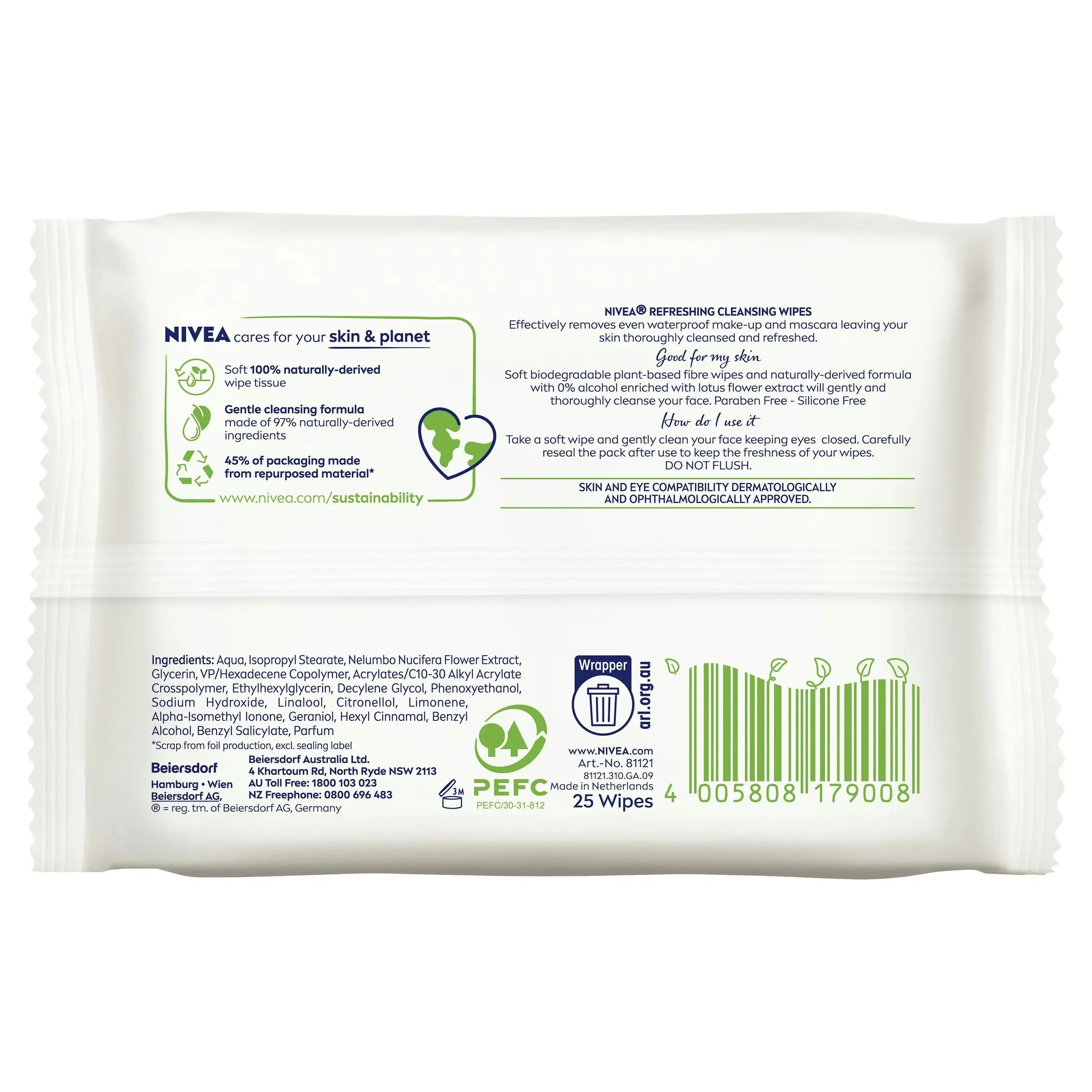 Nivea Soft Refreshing Cleansing Wipes 25 Pack