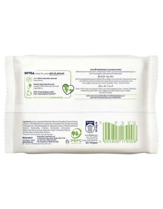 Nivea Soft Refreshing Cleansing Wipes 25 Pack