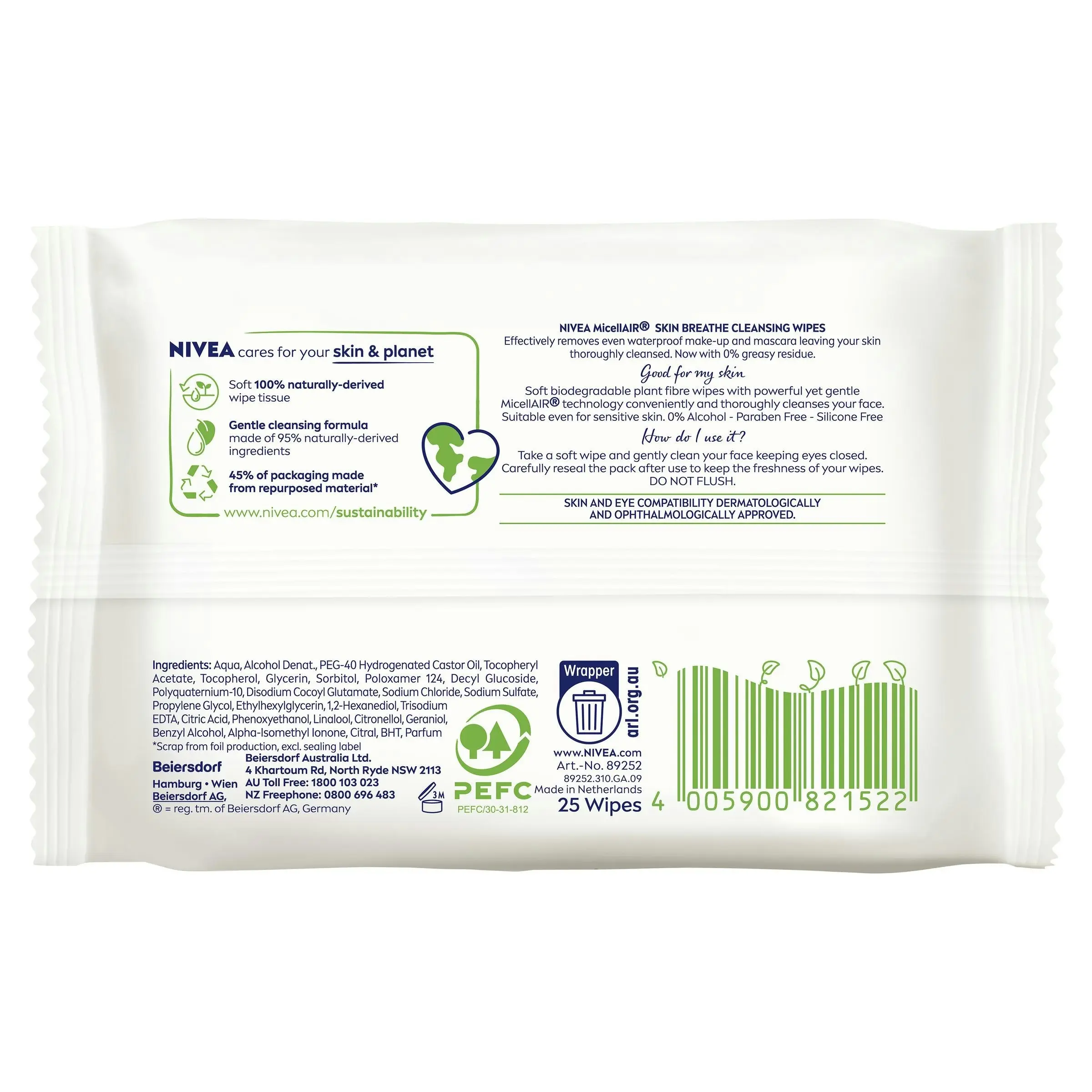 Nivea Daily Essentials Wipes Micellar 25 Pack