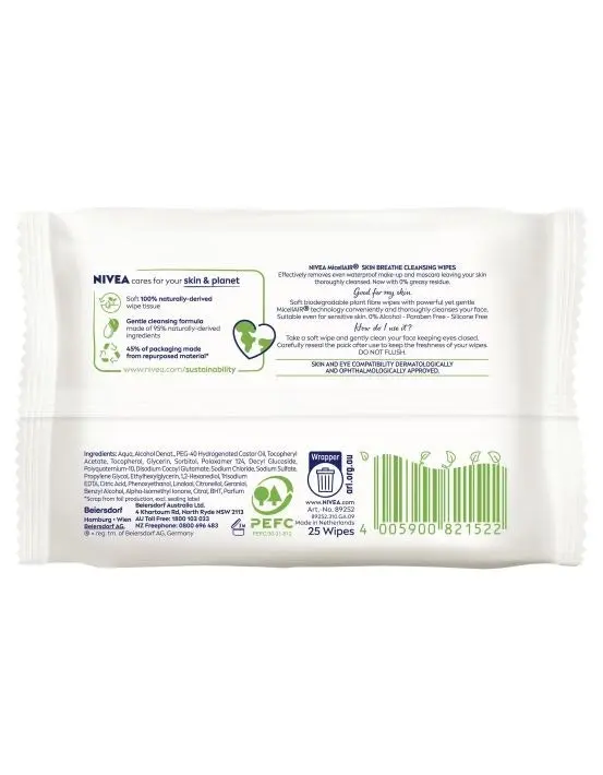 Nivea Daily Essentials Wipes Micellar 25 Pack