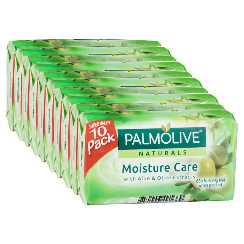 Palmolive Naturals Bar Soap, 10 Pack x 90g, Moisture Care with Natural Olive & Aloe Vera