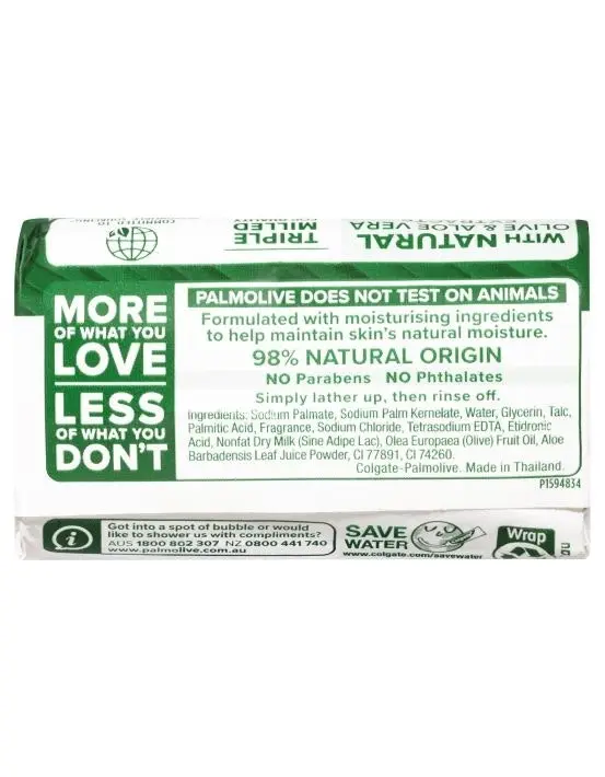 Palmolive Naturals Bar Soap, 10 Pack x 90g, Moisture Care with Natural Olive & Aloe Vera