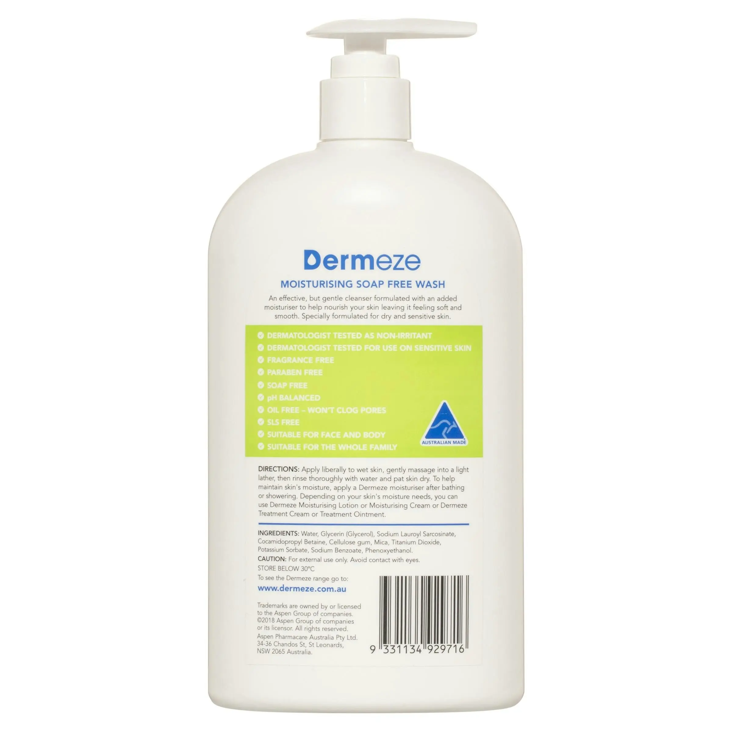 Dermeze Moisturising Soap Free Wash 500mL