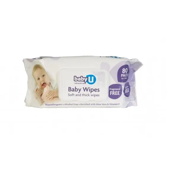 Baby U Baby Wipes Fragrance Free 80 Pack