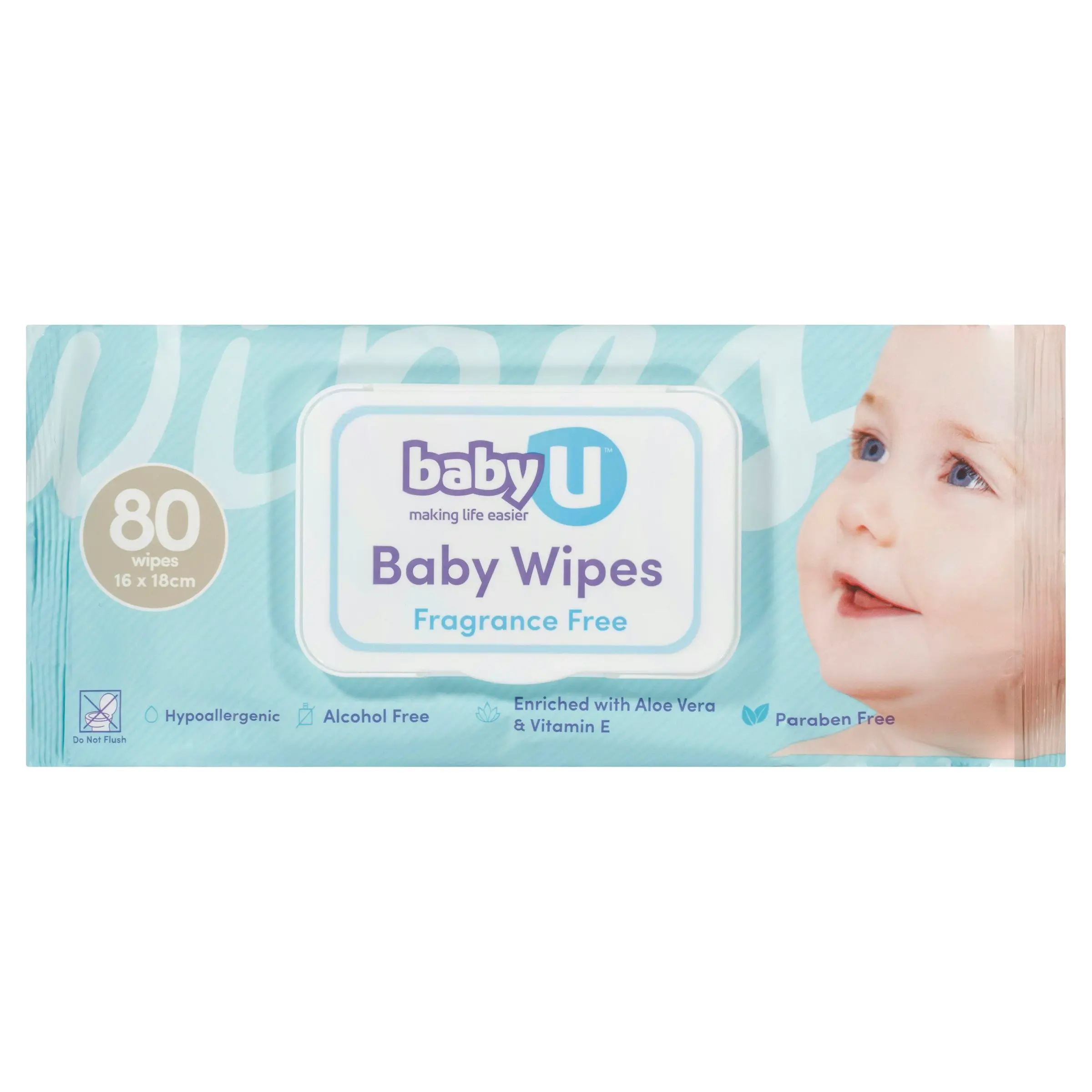 Baby U Baby Wipes Fragrance Free 80 Pack