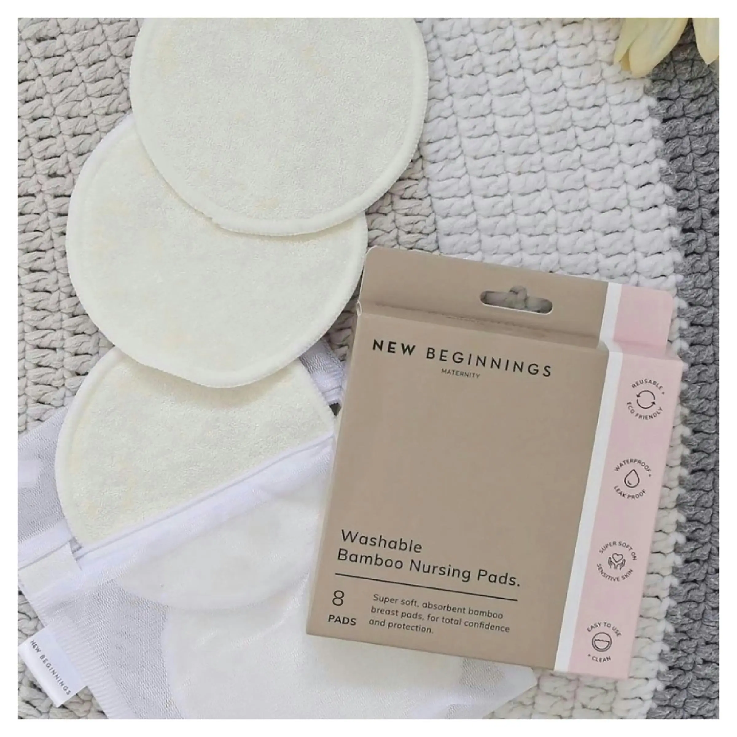 New Beginnings Washable Bamboo Nursing Pads 8 Pack