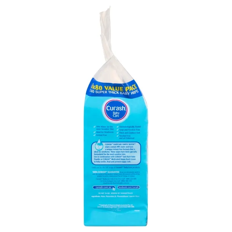 Curash Water Wipes 3X80 Pack