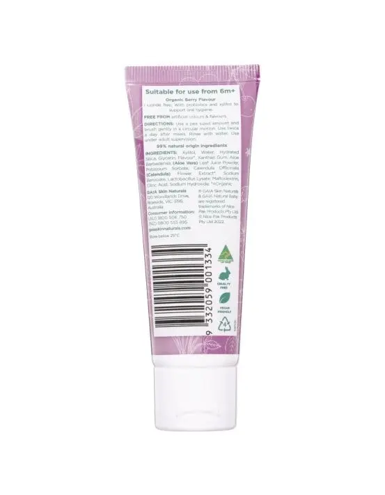 Gaia Natural Baby Probiotic Toothpaste Berry Burst 50g