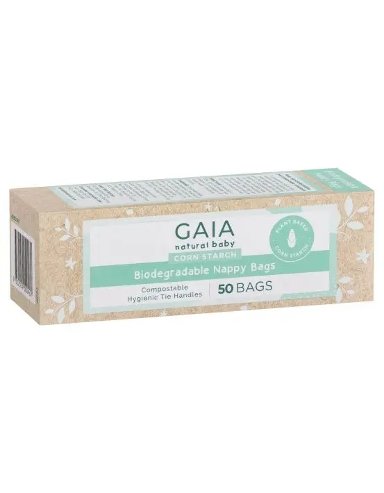 Gaia Natural Baby Biodegradable Nappy Bags 50 Pack