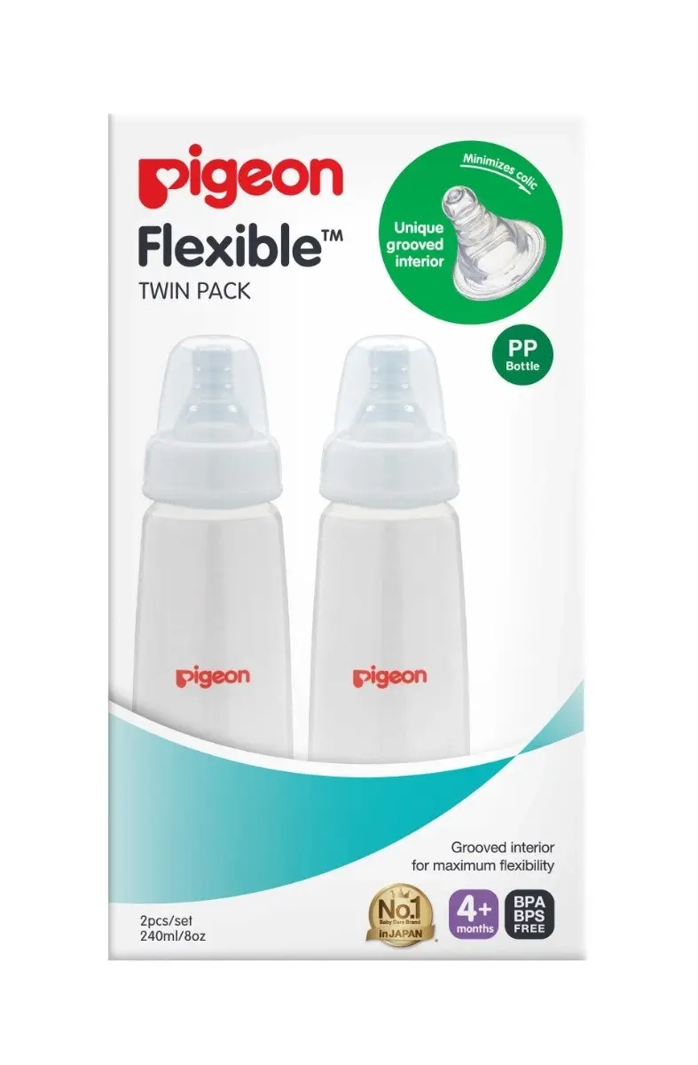 PIGEON Slim Neck Bottle PP Twin Pack 240mL