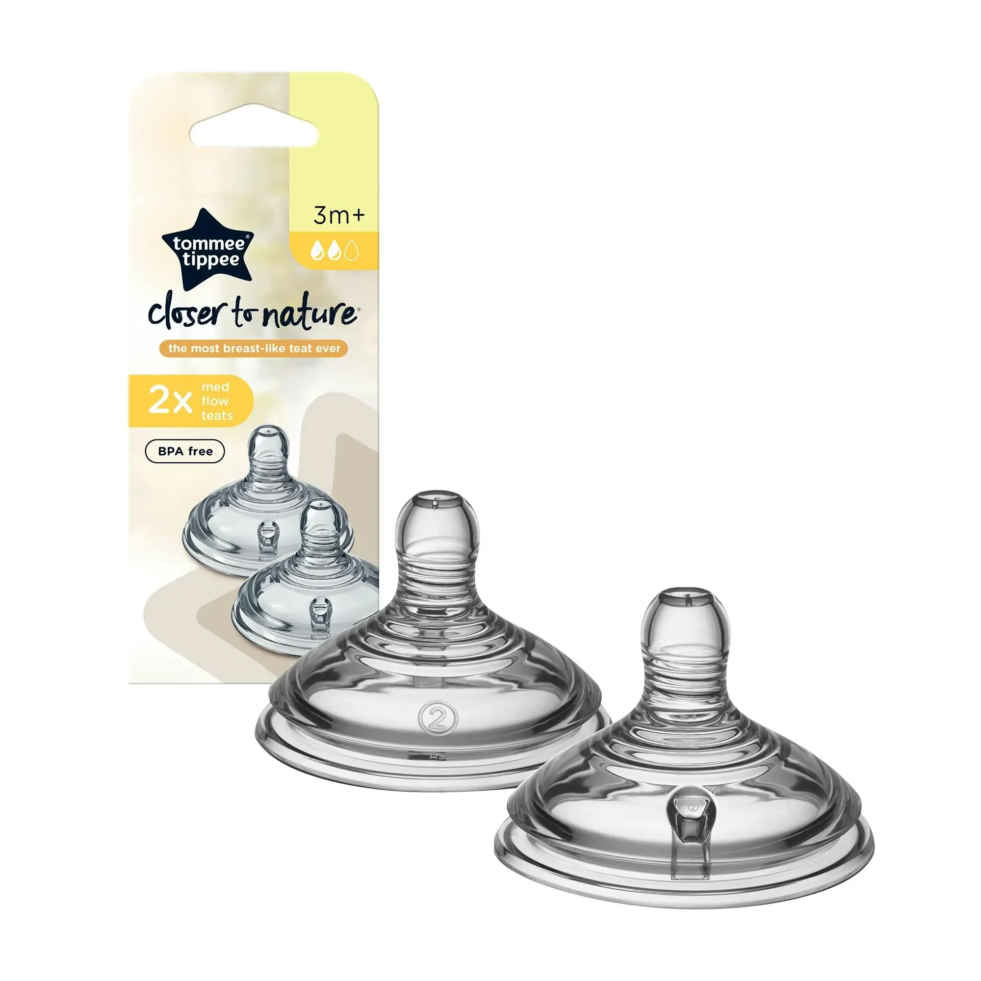 Tommee Tippee Closer to Nature Medium Flow Teats 2 Pack