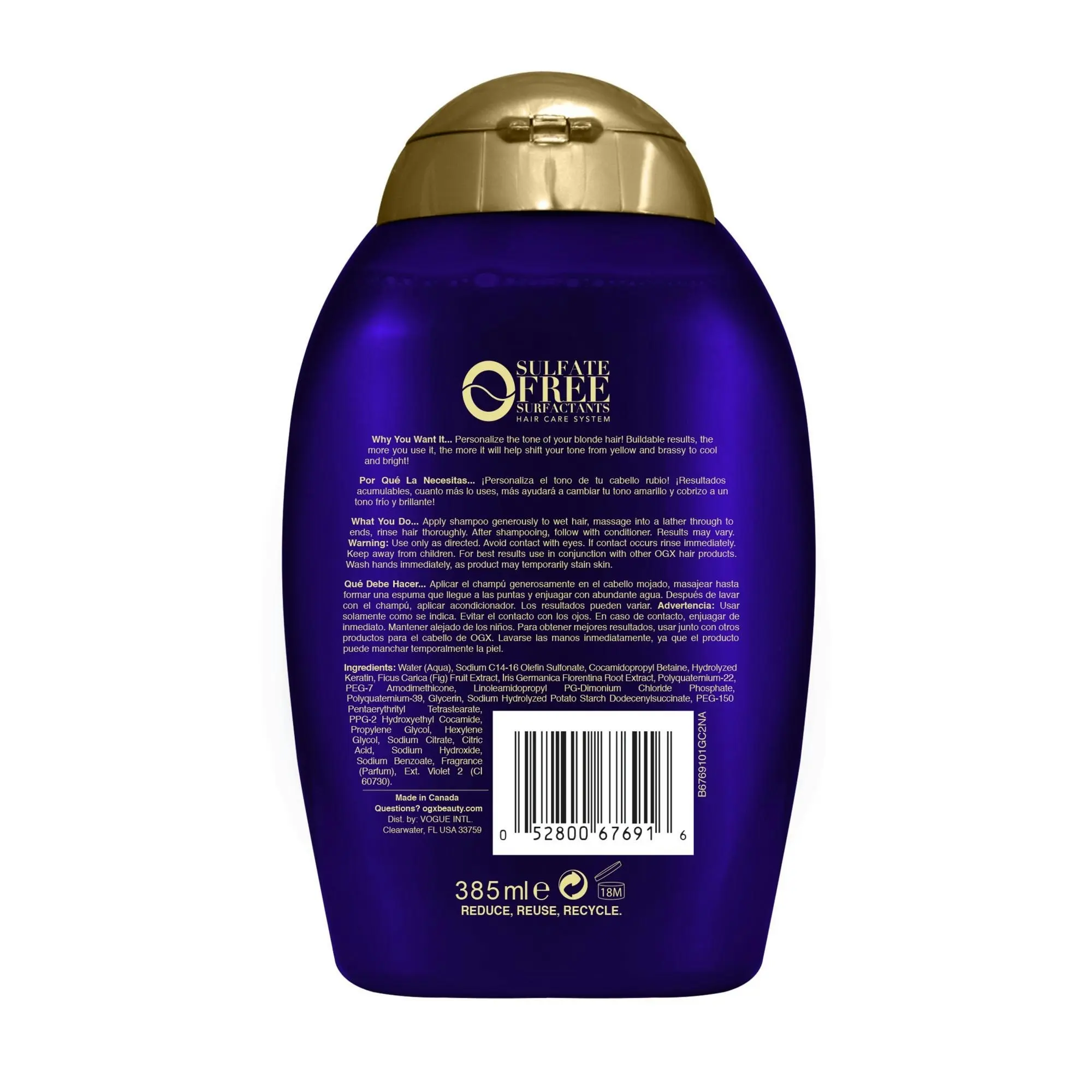 OGX Blonde Enhance + Purple Toning Shampoo 385ml