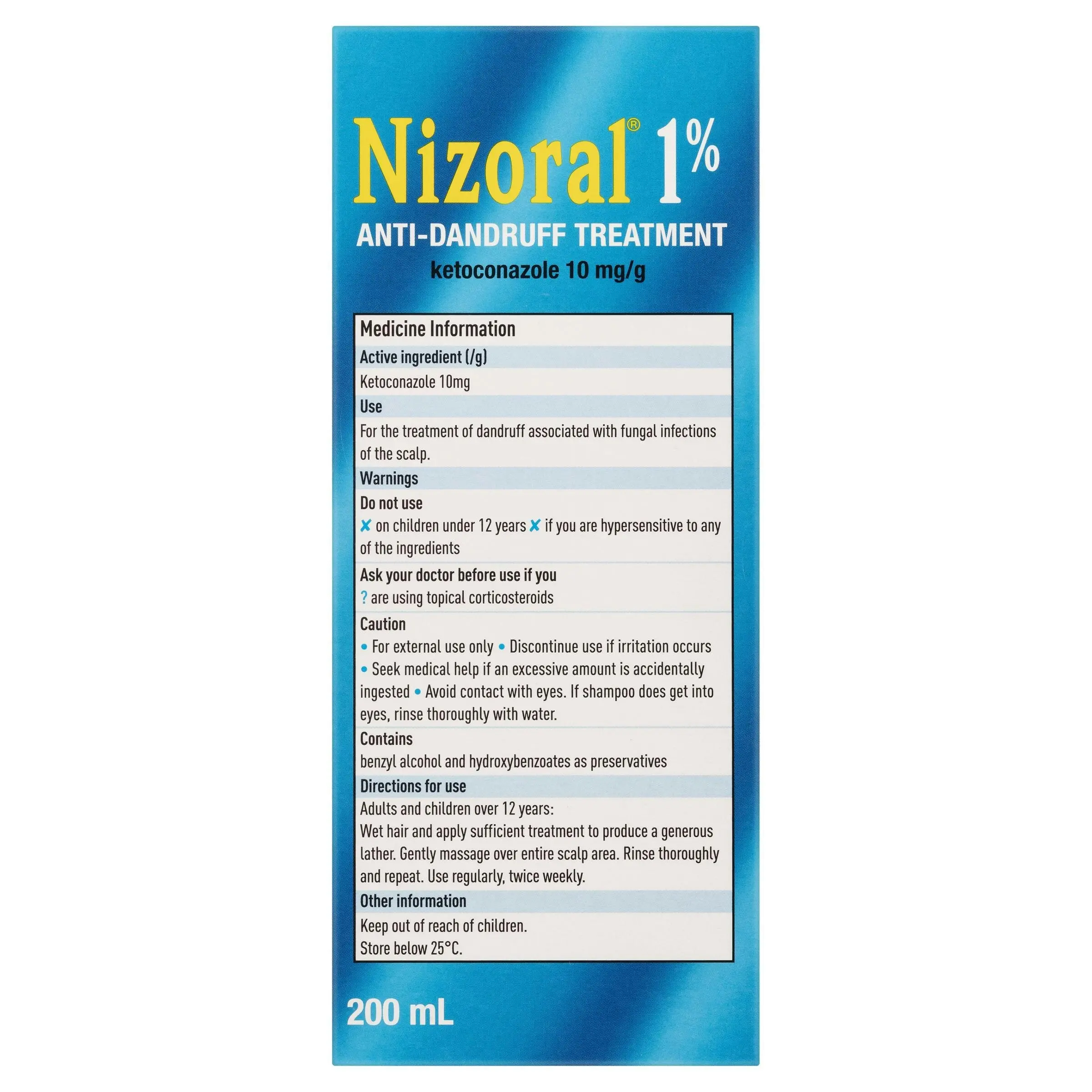 NIZORAL 1% Anti-Dandruff Treatment 200ml