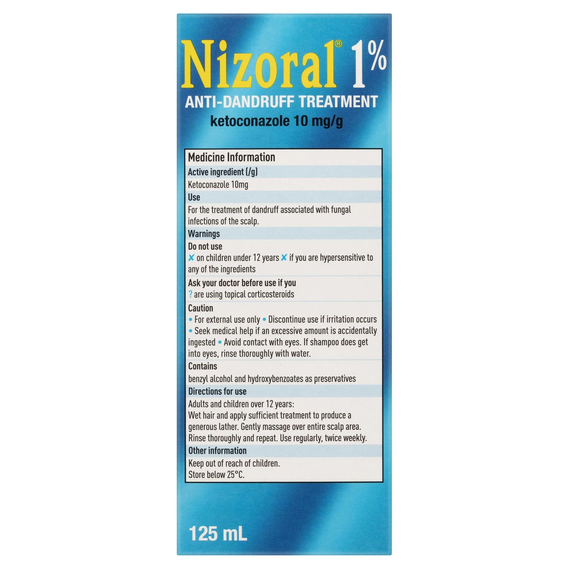 NIZORAL 1% Anti-Dandruff Treatment 125ml