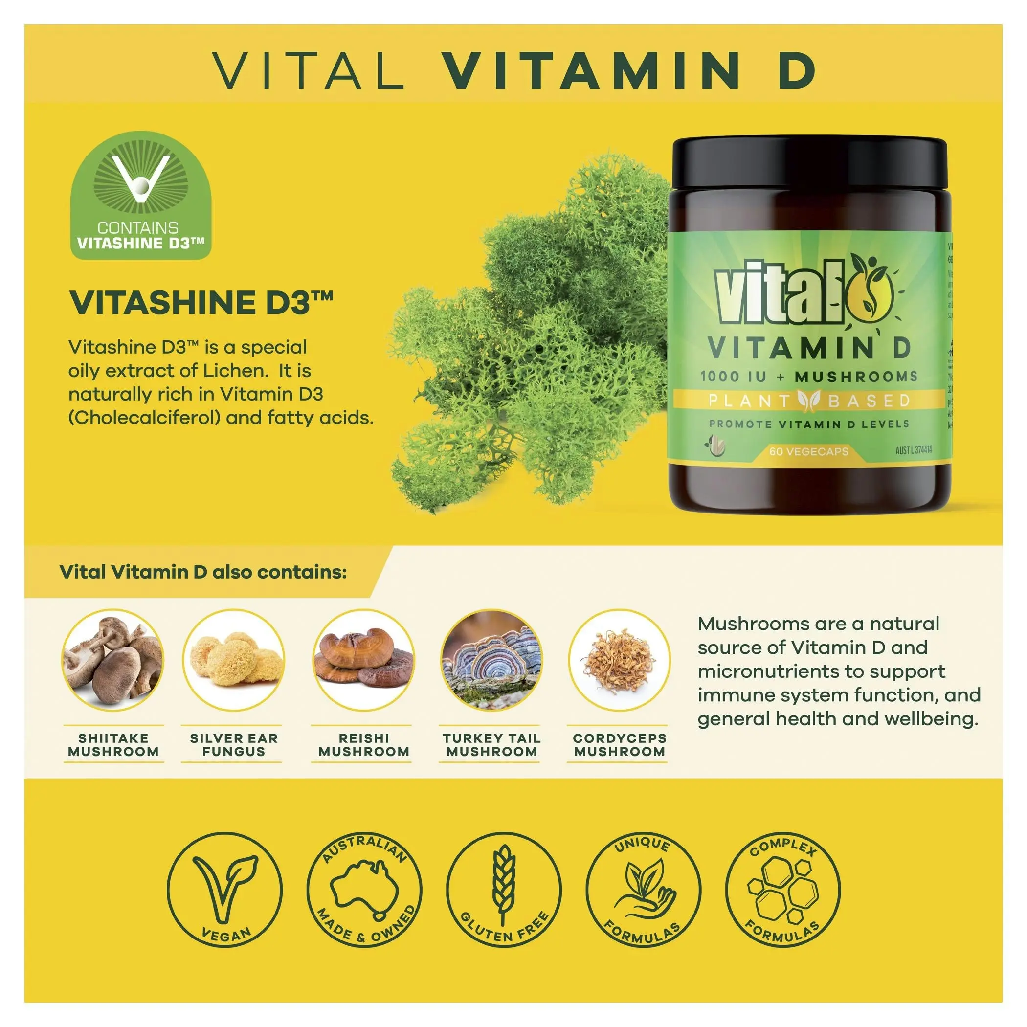 Vital Vegan Vitamin D Vegecaps 60 Capsules