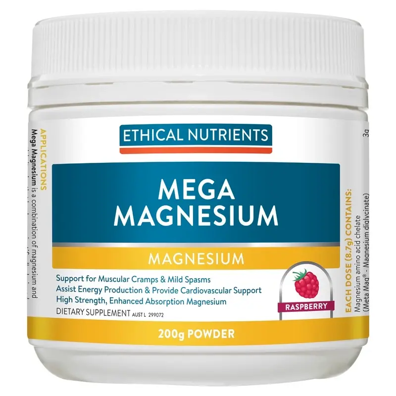 Ethical Nutrients Mega Magnesium Powder Raspberry 200g