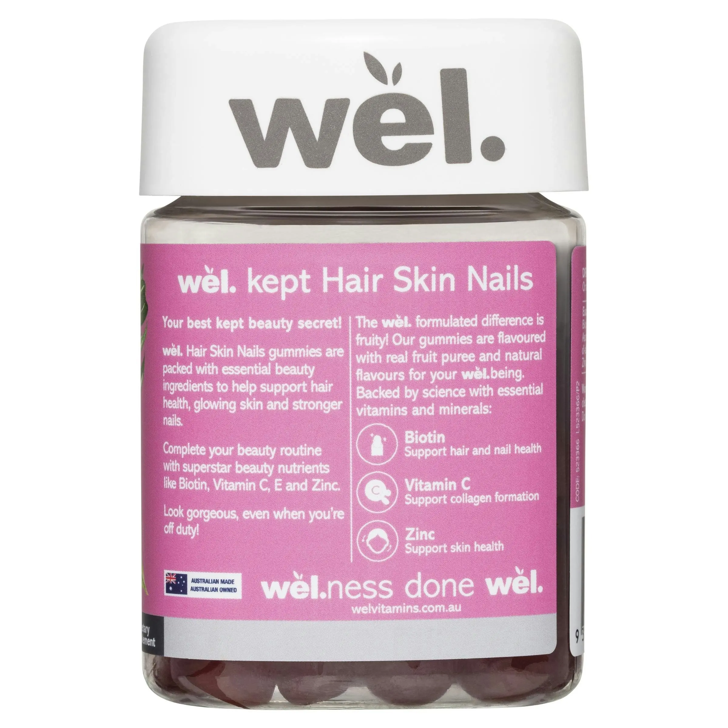 Wel Hair Skin Nails Gummies 60 Pack