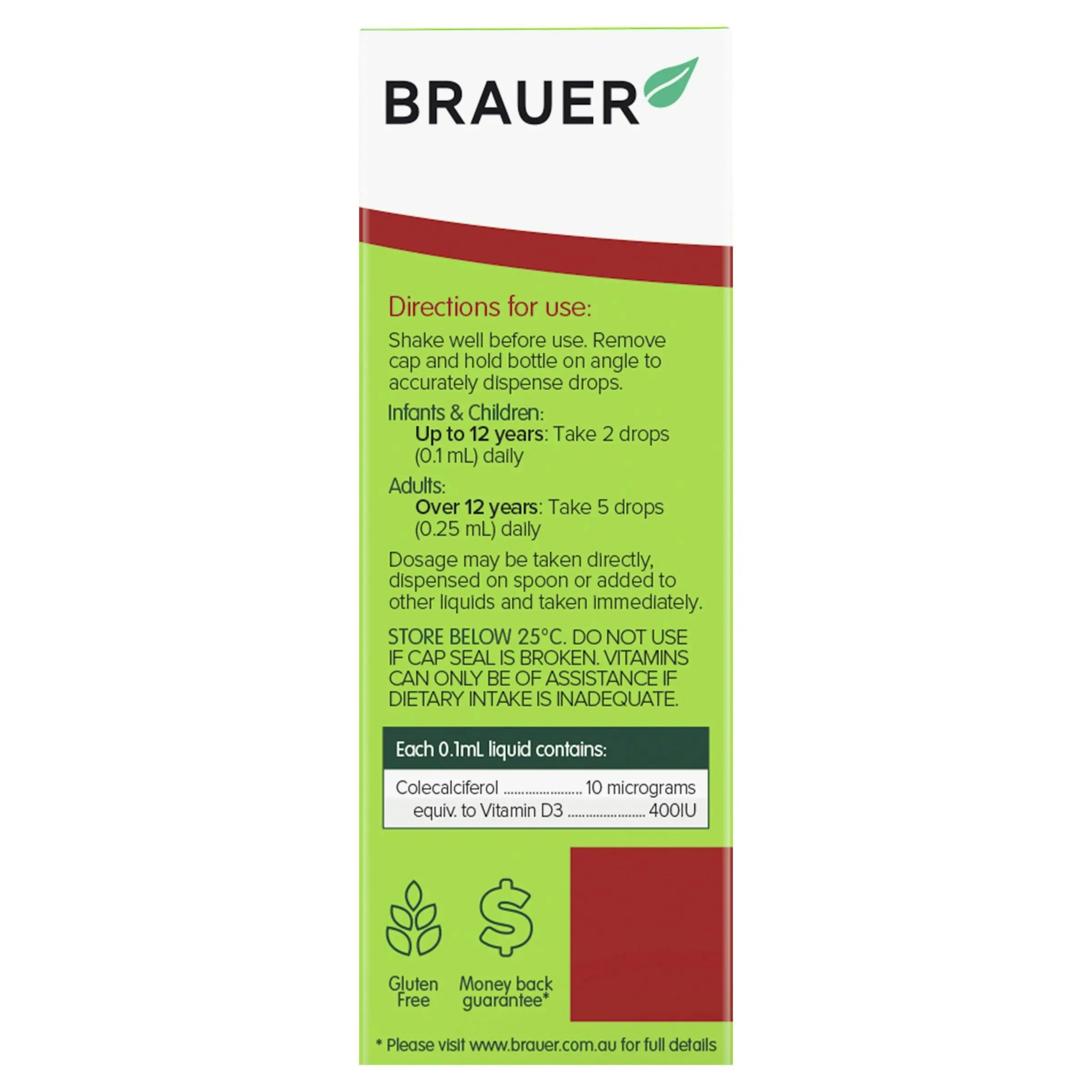 Brauer Baby & Kids Liquid Vitamin D 400IU 10mL