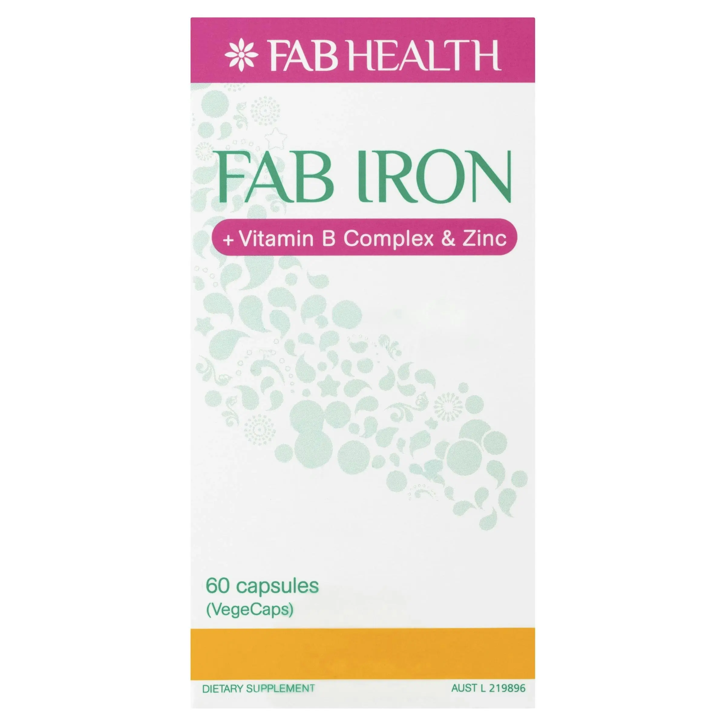 FAB Iron + Vitamin B Complex & Zinc 60 Capsules