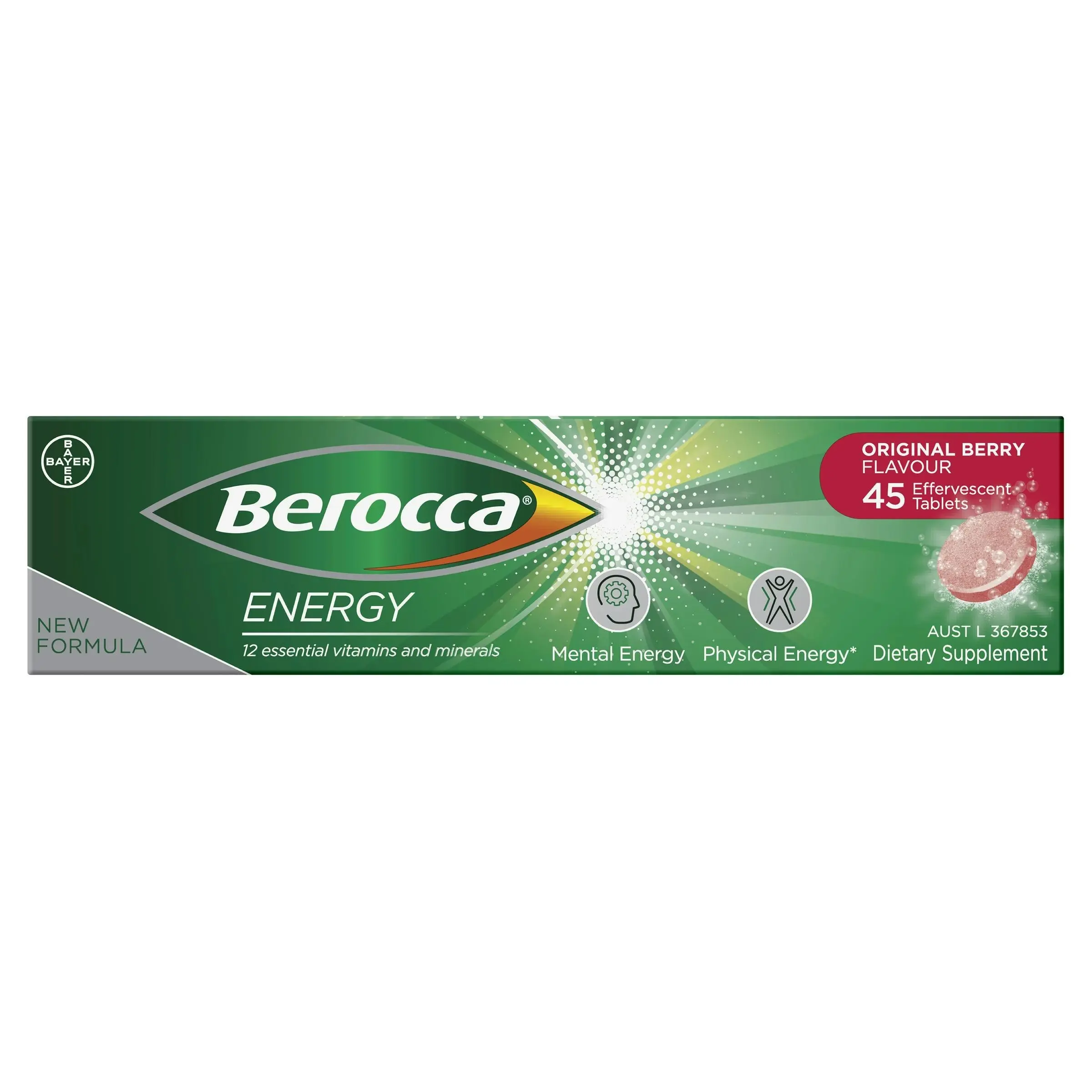 Berocca Energy Original Berry Effervescent Tablets 45 Pack