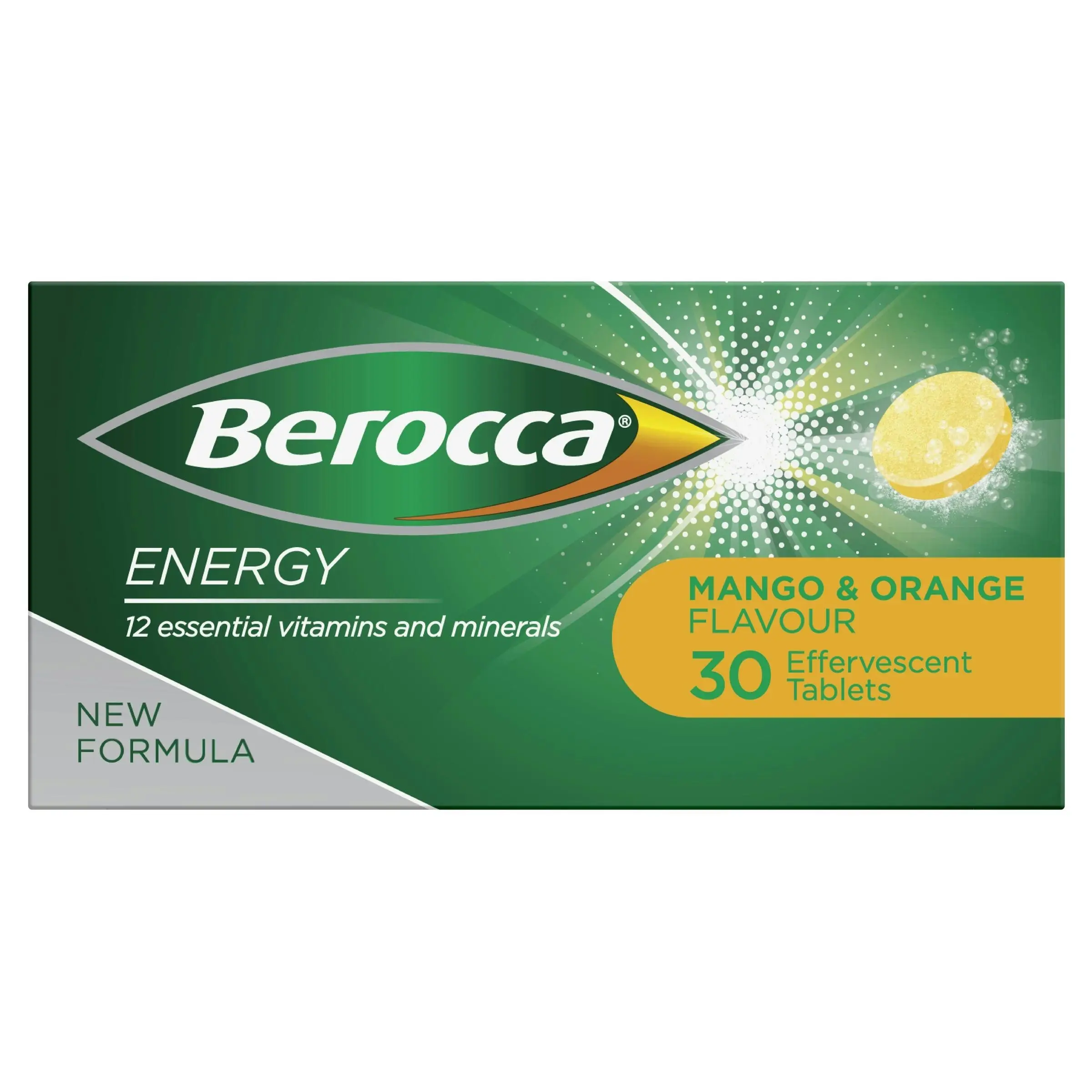 Berocca Energy Mango & Orange Effervescent Tablets 30 Pack